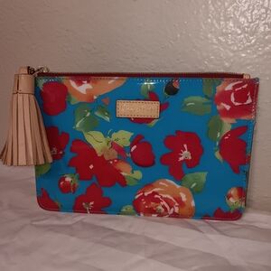 Dooney bourke accessory pouch floral blue print